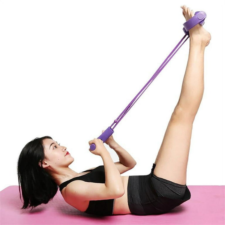 Unisex 4-Tube Foot Pedal Resistance Band Elastic Sit-Up Pull Rope Yoga  Fitness Gym Equipment Abdominal Leg Exerciser 