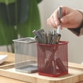 thumbnail image 5 of Pen Pencil Holder Cup for Desk, Makeup Brushes Cup, Wire Mesh Pen Cup for Desk Office Pen Organizer, 10.7cm, 2pcs - red, 5 of 5