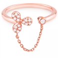 thumbnail image 2 of Rose Plated 3 Leaf Clover With Cubic Zirconia & Link Attachment Sterling Silver Ring, 2 of 3