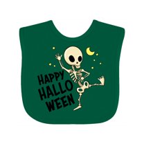 Inktastic Happy Halloween with Dancing Skeleton Boys or Girls Baby Bib
