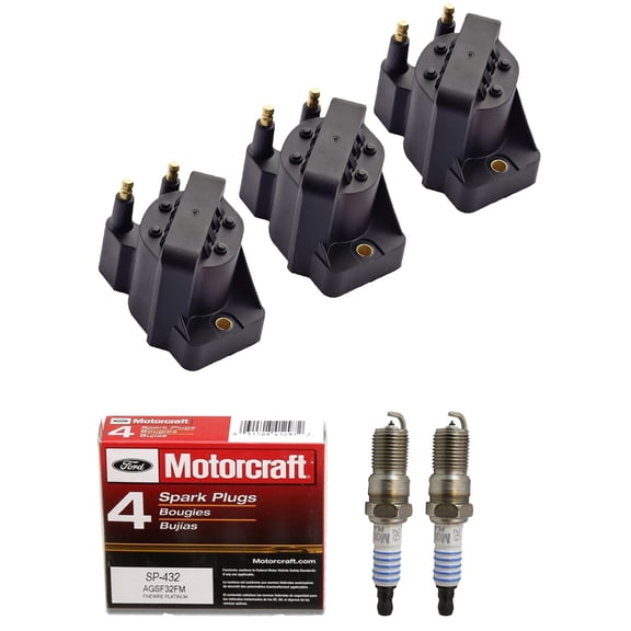 Set of 3 ISA Ignition Coils and 6 Motorcraft Spark Plug Compatible with 1998 1999 Pontiac Sunfire 2.2L L4 Replacement for DR39