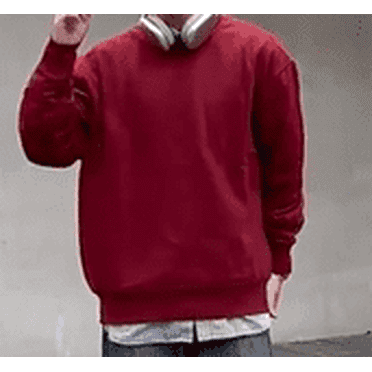 Round Neck Sweatshirt Solid Color Basic Loose Casual Pullover Sweatshirt