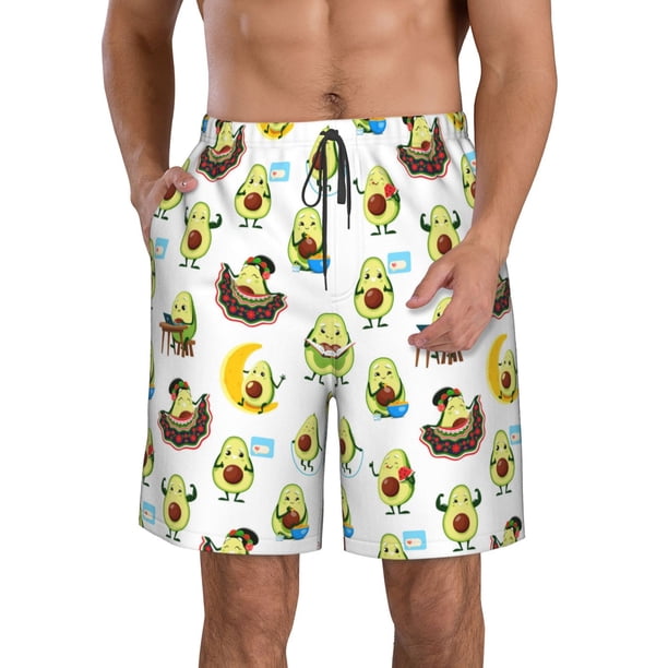 Balery Funny Avocado In Mexican Clothes Traje de Baño Estilo Hawaiano para Hombre, Shorts de Secado Rápido con Bolsillos-Medium