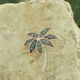 thumbnail image 2 of AFFY Greenish Blue & White Natural Diamond Palm Tree Pendant Necklace in 14k Rose Gold Over Sterling Silver (0.10 cttw), 2 of 5