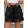 thumbnail image 4 of SHEWIN Womens Shorts Silk Lace Elastic Waist Pajama Bottoms Satin Shorts for Women Cute Summer Ruffle Pants with Pockets, 4 of 8