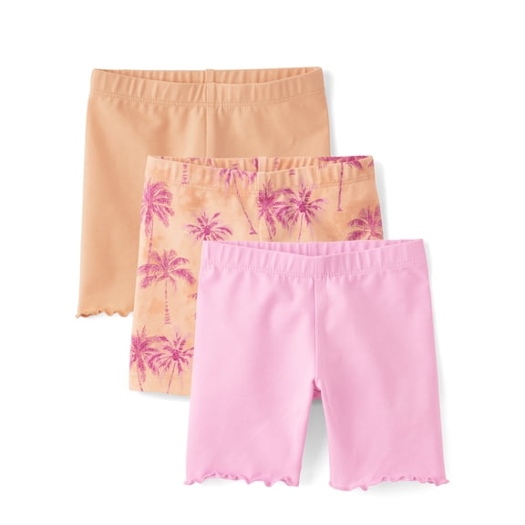 The Children's Place Toddler Girls Printed Lettuce Bike Shorts, 3-Pack, Sizes 12M-5T