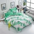 thumbnail image 2 of Bedding Microfiber Duvet Cover Green Leaves with pillowcases Queen, 2 of 7