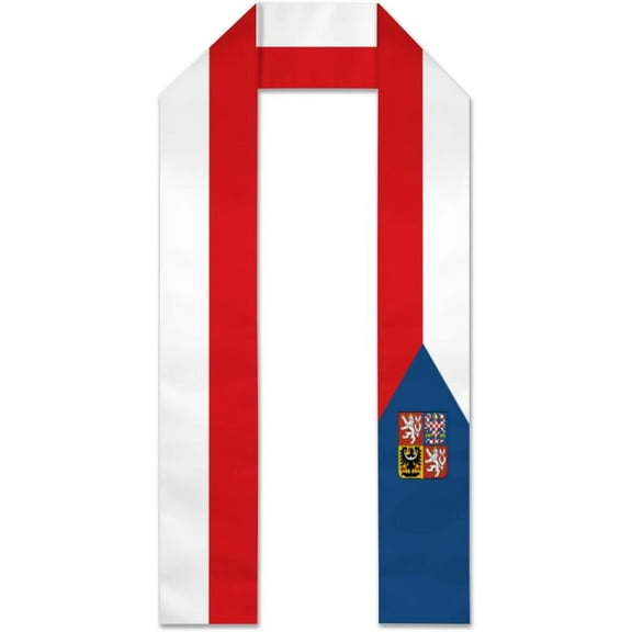 Czech Republic Flag Graduation Stole Graduate Shawl Sash Scraf Gift For Abroad Student International Study (Square)