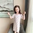 thumbnail image 6 of YTDSCS Kids Toddler Girls Nightgown Pajamas Cotton Dresses Sleepwear Crewneck Printed Summer Jammies Long Skirt for 3-10 Years, 6 of 9