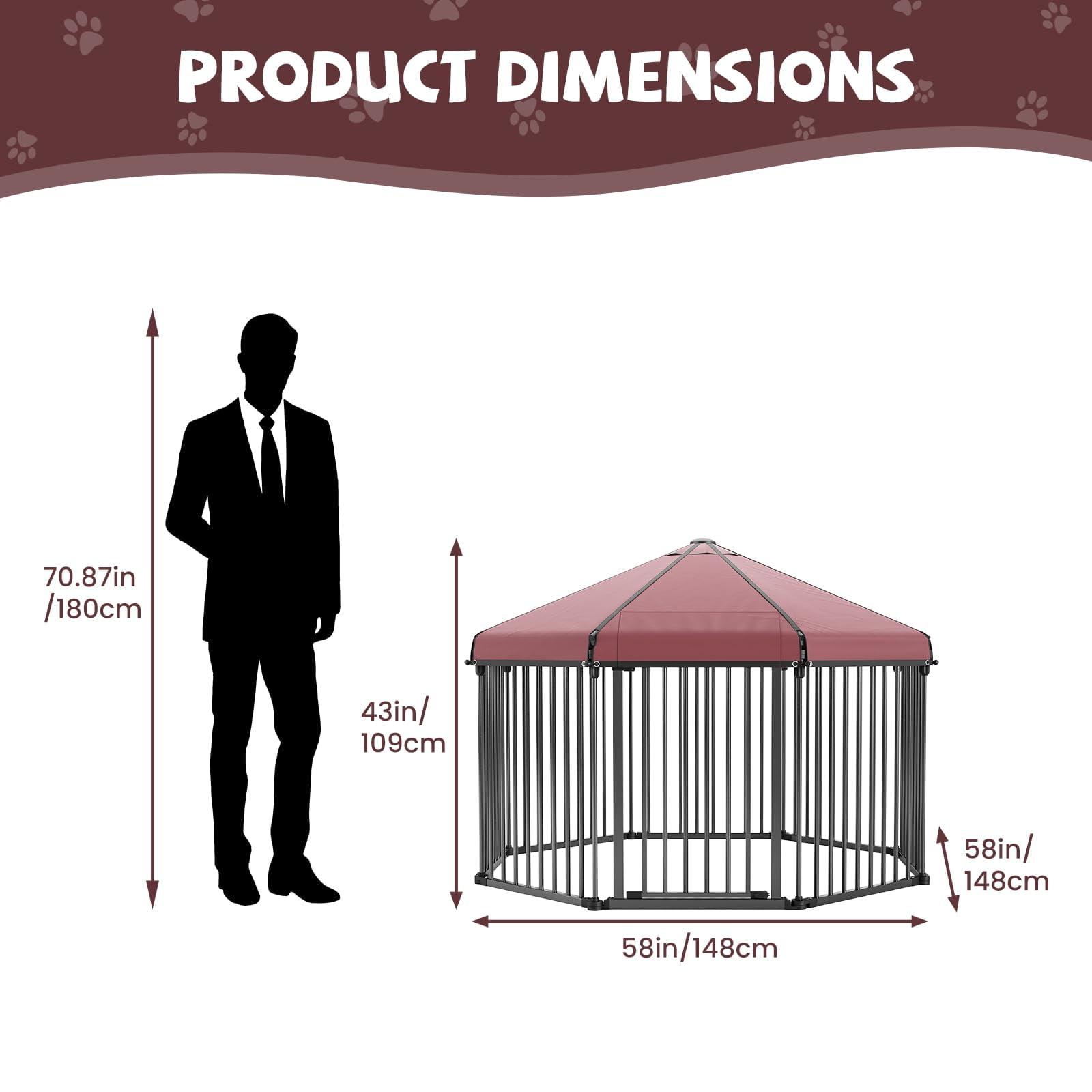 Accreate Premium Large Outdoor Dog Kennel with Roof, Heavy Duty Metal Gate & Lock - 4.9x4.9x3.6 FT for Backyard