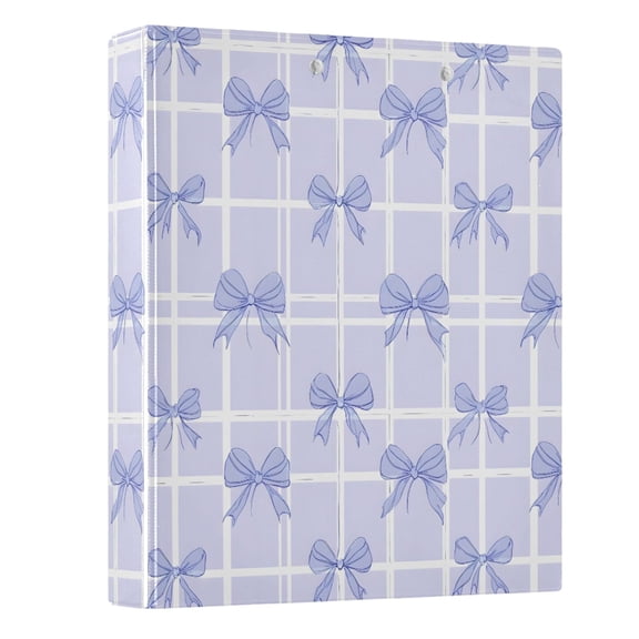 Three Ring Binder Grid Background Purple Bow 1.5 Inch Round Binder D-Rings for Office Supplies and More