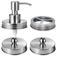 thumbnail image 1 of Juego de tapas para accesorios de baño Mason Jar (4 unidades), tarros no incluidos, dispensador de jabón, soporte para cepillo de dientes y tapas para tarros de almacenamiento de boticario para tarros, 1 of 5