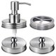 thumbnail image 1 of Juego de tapas para accesorios de baño Mason Jar (4 unidades), tarros no incluidos, dispensador de jabón, soporte para cepillo de dientes y tapas para tarros de almacenamiento de boticario para tarros, 1 of 5
