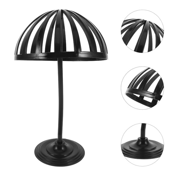 POPETPOP Black Dome Shape Plastic Hat Display Stand Freestanding Rack for Baseball Caps and Wigs