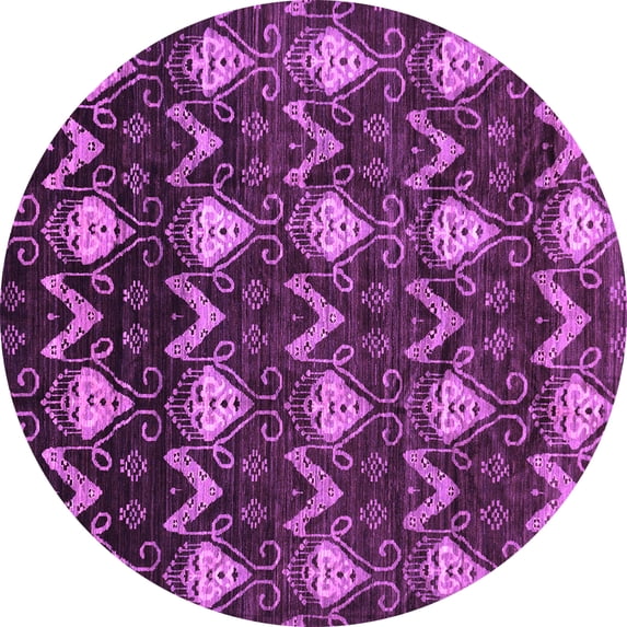 Ahgly Company Indoor Round Abstract Purple Modern Area Rugs, 8' Round