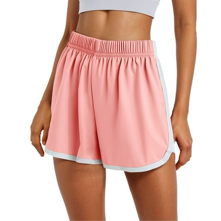 OHGOD Sweatshorts Women  Womens Comfy Shorts  White Sweat Shorts Women  Sweat Shorts for Women - Relaxed Fit Solid Color Casual Sweat Shorts with Elastic Waistband - Pink - L