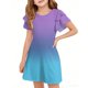thumbnail image 5 of Girls Summer Dress Tween Dresses Gradient Short Sleeve Dress Soft Comfortable Perfect for Casual Wear and Special Occasions ,Sie:160, 5 of 5