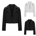 thumbnail image 7 of Pejock Women's Cropped Notched Lapel Jacket, Long Sleeve Stretch Blouse with Asymmetric Buttons, Fashionable Fitted Top for Casual and Office Wear, 7 of 7