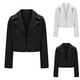 thumbnail image 1 of Camisetas para mujer,Chaqueta corta para mujer, solapa con muescas y botones asimétricos, blusa ajustada de poliéster para uso informal, sopatenor, 1 of 8