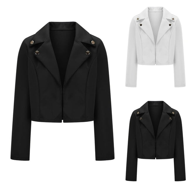Sudadera con capucha para mujer,Chaqueta corta para mujer, solapa con muescas y botones asimétricos, blusa ajustada de poliéster para uso informal, sopatenor