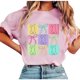 thumbnail image 1 of Tops de Manga Corta de Verano para las Mujeres Imprimir Blusa de Cuello Redondo, Moda Ligera de Poliéster Spandex, 1 of 7