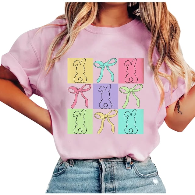 Tops de Manga Corta de Verano para las Mujeres Imprimir Blusa de Cuello Redondo, Moda Ligera de Poliéster Spandex