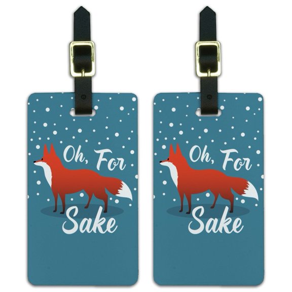 Graphics and More Oh For Fox Sake Funny on Teal Luggage ID Tags Suitcase Carry-On Cards - Set of 2