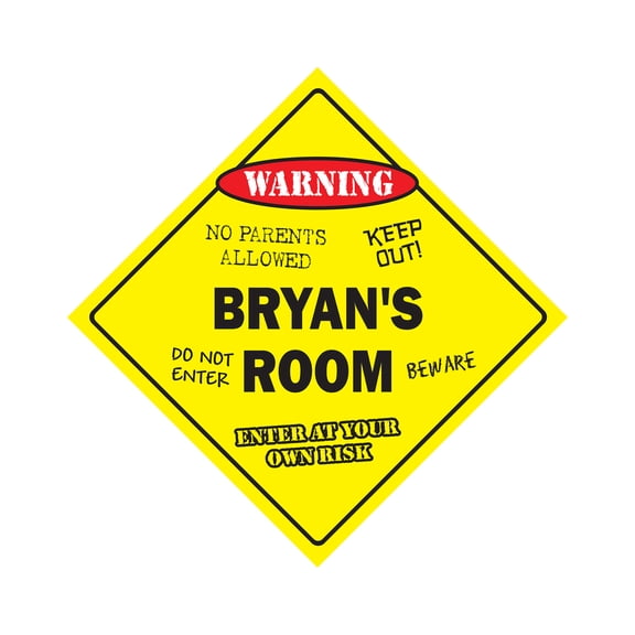 Bryan's Room Sign Crossing Zone Xing | Indoor/Outdoor | 20" Tall kids bedroom decor door children's name boy girl