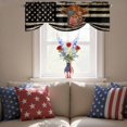 thumbnail image 4 of Independence Day Tie Up Valances Curtain, Adjustable Kitchen Retro Five-Pointed Star U.S. Flag Farm Funny Cow Valances for Windows Decor, Rod Pocket Short Curtains Set for Bedroom/Bathroom, 54"x18", 4 of 9