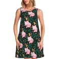 thumbnail image 1 of Vsdgher Robe d'Été Imprimée Renard Rose pour Femmes Décontractée Col en U Robe de Plage Sans Manches Robe Débardeur Ample avec Poche, 1 of 7