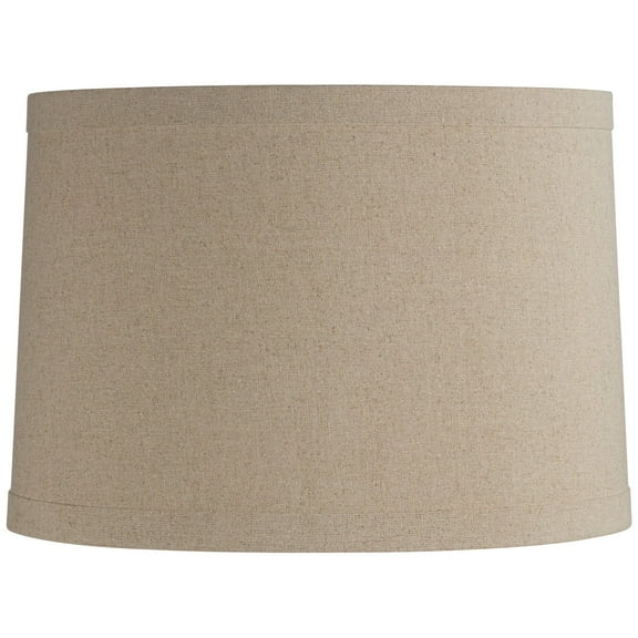 Springcrest Natural Linen Medium Drum Lamp Shade 15" Top x 16" Bottom x 11" High (Spider) Replacement with Harp and Finial