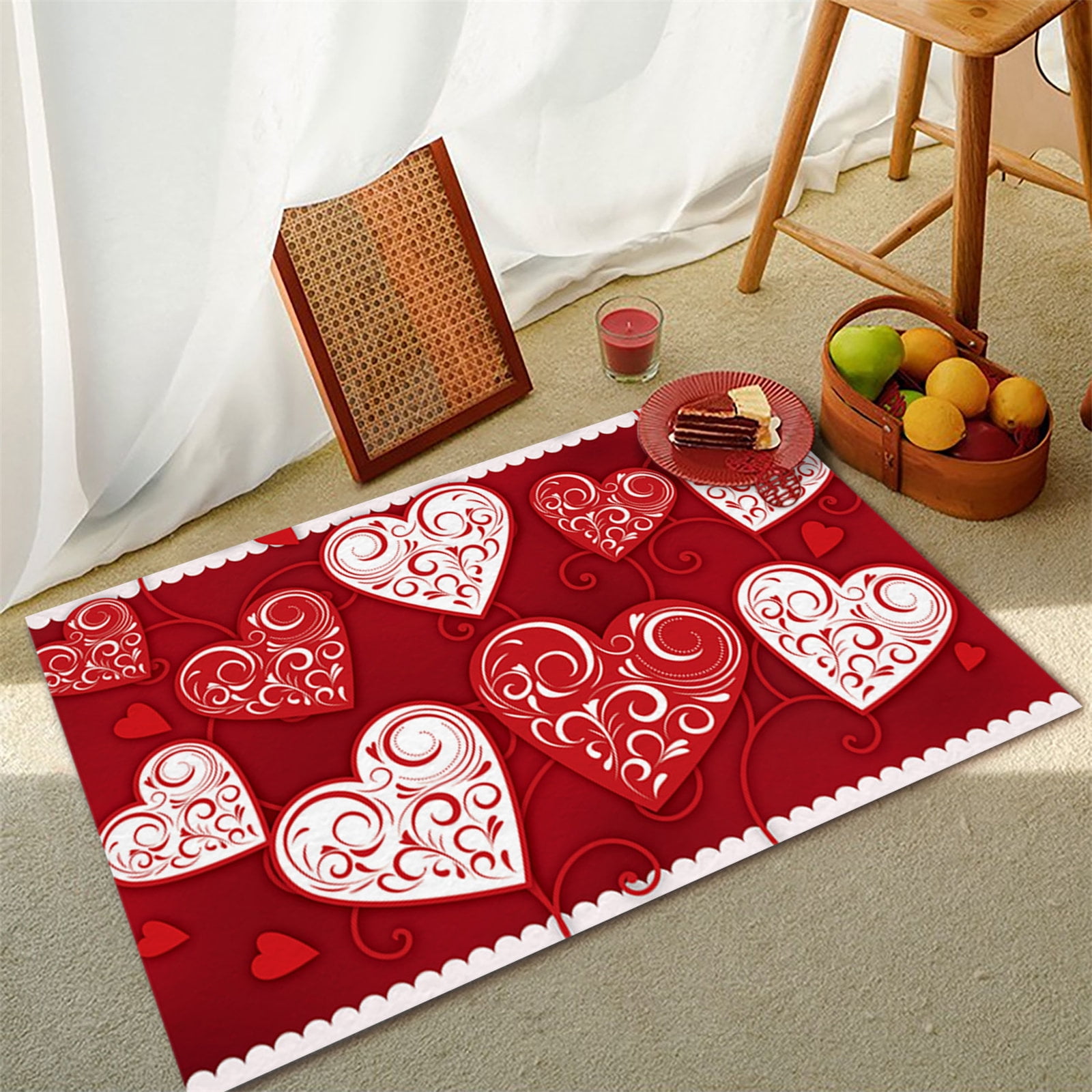 WUJDF Valentine's Day Welcome Door Mat Seasonal Holiday Anniversary Wedding Home Decorations Non Slip Rugs Washable Winter Holiday Doormat (1Pc/27.5"X15.7")