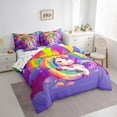thumbnail image 3 of Manfei Stars Unicorn 7-Piece Bedding Comforter Set,Colorful Rainbow King Bedding Sets,Galaxy Universe Ultra Soft Bed Sheets,Super Cozy Alphabet Bedroom Decorative,Reversible, 3 of 7