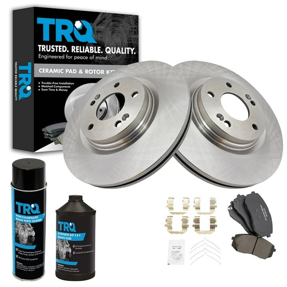 TRQ Front Posi Ceramic Disc Brake Pad & Rotor Kit w/Chemicals for Sonata Optima BKA17774 Fits select: 2015-2018 HYUNDAI SONATA SE, 2016-2017 KIA OPTIMA LX