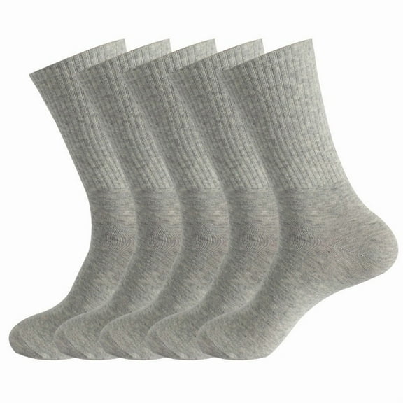 suxuMhao Casual Socks, 5 Pairs Gray Solid Color Mid Calf Socks, Soft Cotton Socks with Minimalist Design, Breathable Sports Socks & Athletic Socks, One Size Fits Most, For Daily Wear
