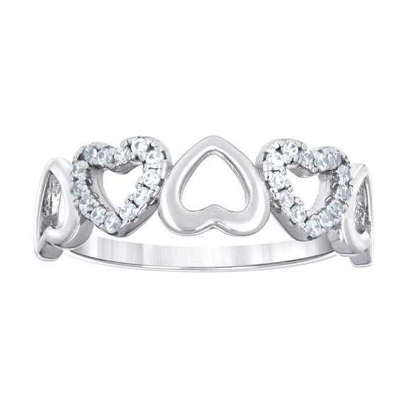 925 Sterling Silver Womens Cubic Zirconia Alternating Love Heart Ring 5.9mm Wide Size 5 Statement Ring for Women