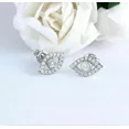 thumbnail image 2 of Round Cut Simulated Diamond Stunning Eye Stud Earring In 14k White Gold Plated, 2 of 2