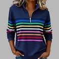 thumbnail image 5 of Sweatshirts for Women Striped Print Half Zip Pullover Soft Long Sleeve Tops Lightweight Long Sleeve Hoodless Streetwear, 5 of 5