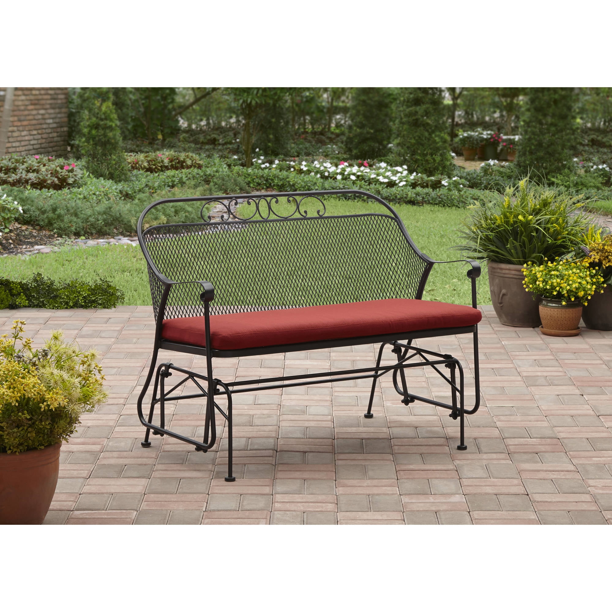 Better Homes Gardens Clayton Court Outdoor Glider Red Walmart Com