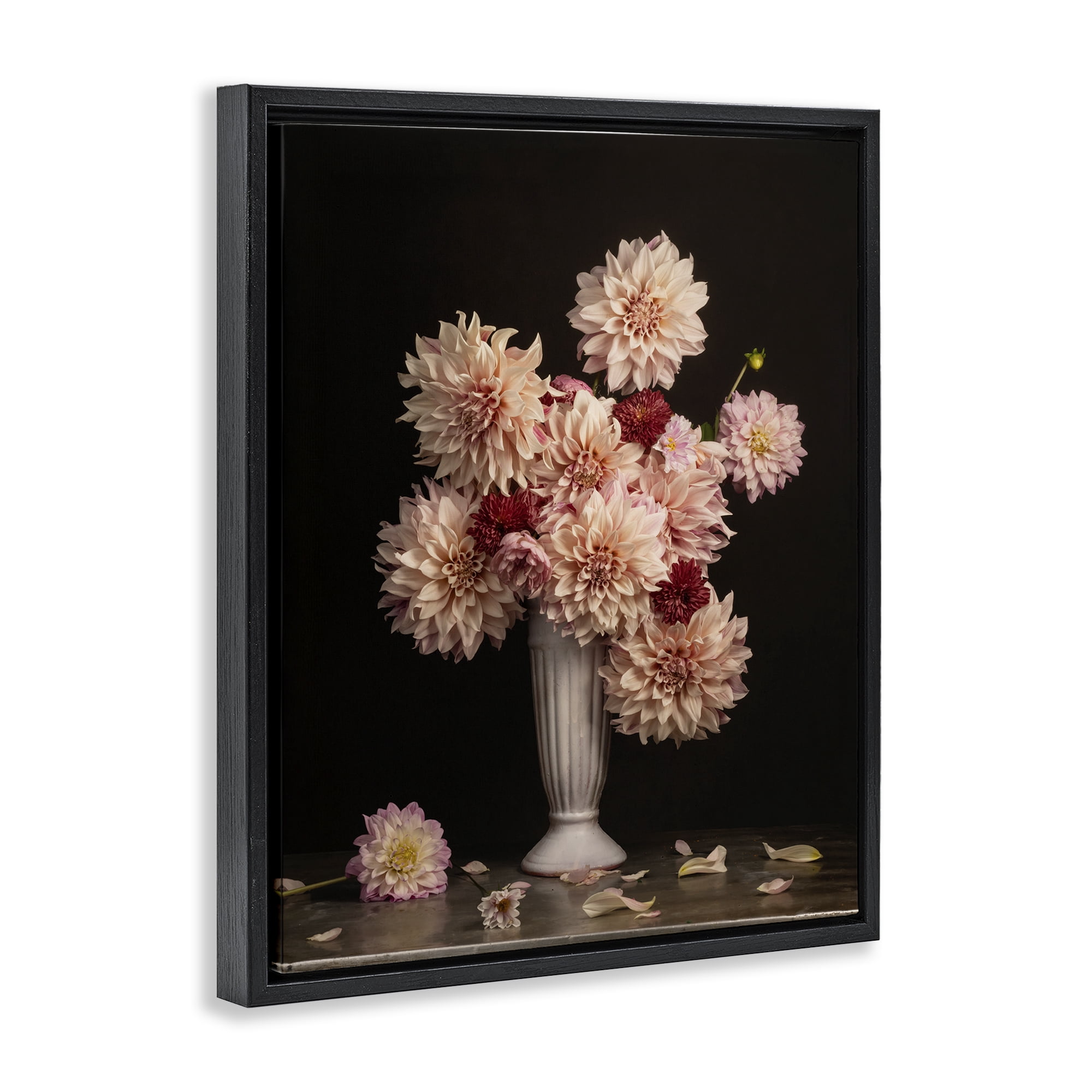 Stupell Industries Dahlia Magic Bouquet Plants & Flowers Photography Black Floater Framed Canvas Art Print Wall Art, 25 x 31