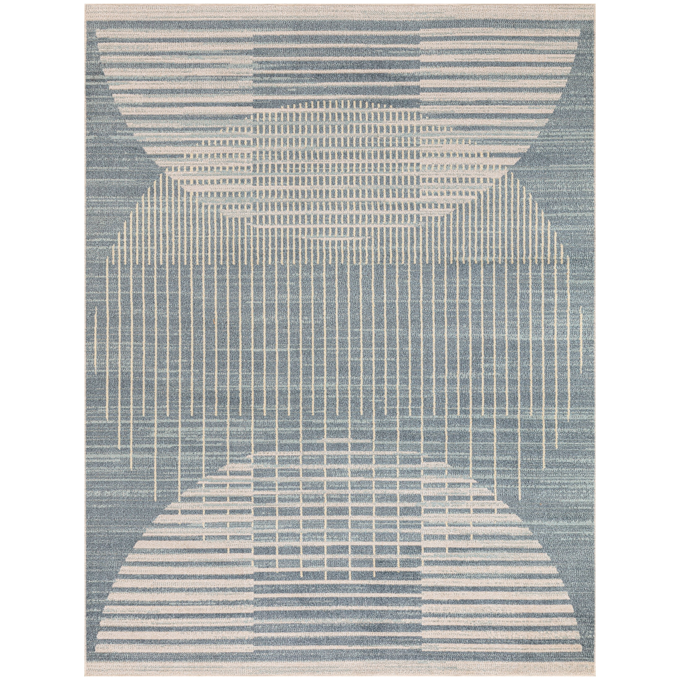 Nourison Astra Machine Washable 4' x 6' Blue Mid-Century Modern Indoor Rug
