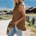 thumbnail image 3 of Workout Tops for Women Ruffled Hem Sleeveless Loose Pullover Casual Blouse Cute Summer Tops, 3 of 6