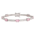 thumbnail image 3 of FJC Finejewelers Sterling Silver 7inch Pink And Clear Cubic Zirconia Bracelet, 3 of 5