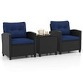 thumbnail image 2 of Costway 3 PCS Patio Furniture Set with Tempered Glass Coffee Table Washable Cushions Navy, 2 of 10