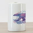 thumbnail image 3 of Bear Ceramic Toothbrush Holder, Abstract Silhouette with Swirls Color Splashes Fantasy Display, Decorative Versatile Countertop for Bathroom, 4.5" X 2.7", Pale Pink Blue Purple, 3 of 4
