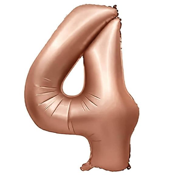 32 inch Number 4 - Metal Balloons - Rose Gold Foil Mylar Balloon - Party Supplies Decorations