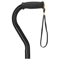 NOVA Heavy Duty Walking Cane with Offset Handle, 500 lb. Weight Capacity, Lightweight Adjustable Walking Stick with Carrying Strap, Black