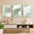 thumbnail image 3 of Sage Green Boho Wall Art Set of 3,Minimalist Boho Framed Wall Art Geometric Line Leaf Sun Moon Beige Green Canvas Artwork Paintings Wall Decor Living Room,Modern Abstract Sage Green Decor, 3 of 5