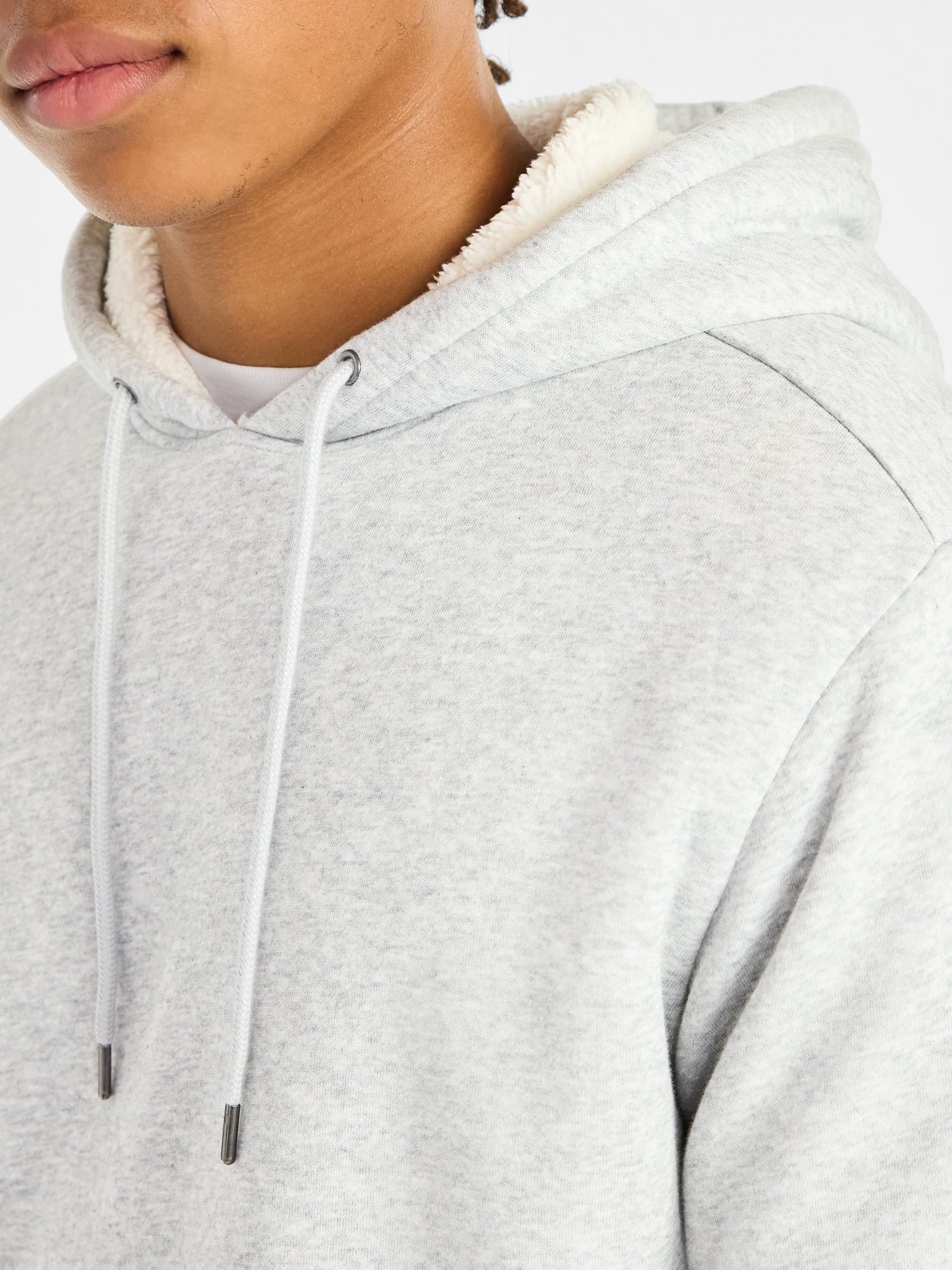 No Boundaries Men's & Big Men's High Pile Fleece Faux Shearling Lined Fleece Hoodie Sweatshirt, Sizes XS-5XL