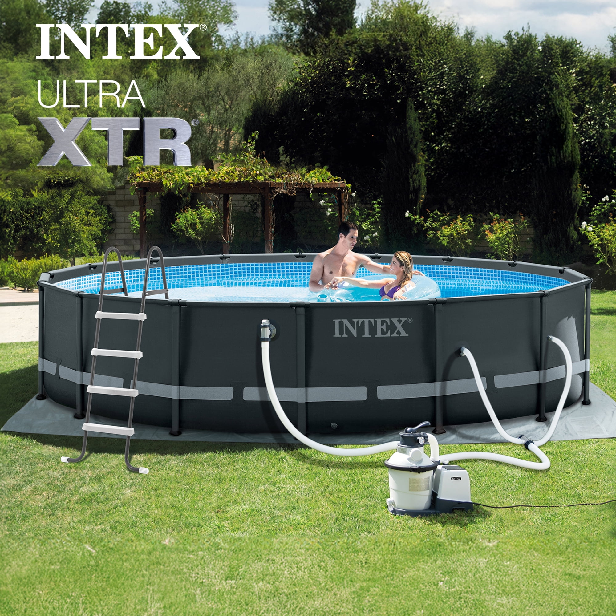 INTEX 16ft x 48in Ultra XTR Above Ground Swimming Pool, Sand Filter Pump, & Automatic Vacuum Cleaner